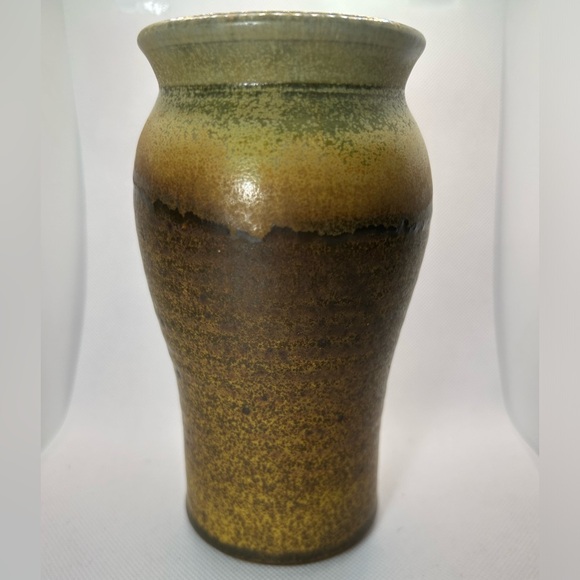 Vintage Lakeside Pottery handmade ceramic pottery brown & green vase art pottery - Picture 1 of 6